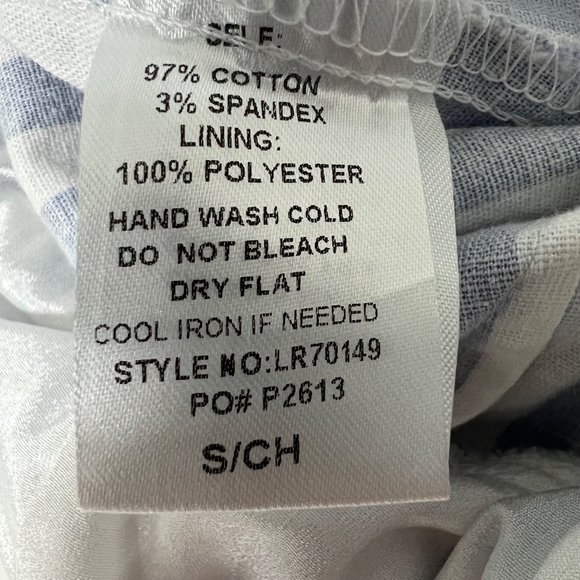 Main Strip Blue White Stripe Ruffle Off Shoulder Romper Jumpsuit size Small - Picture 11 of 12